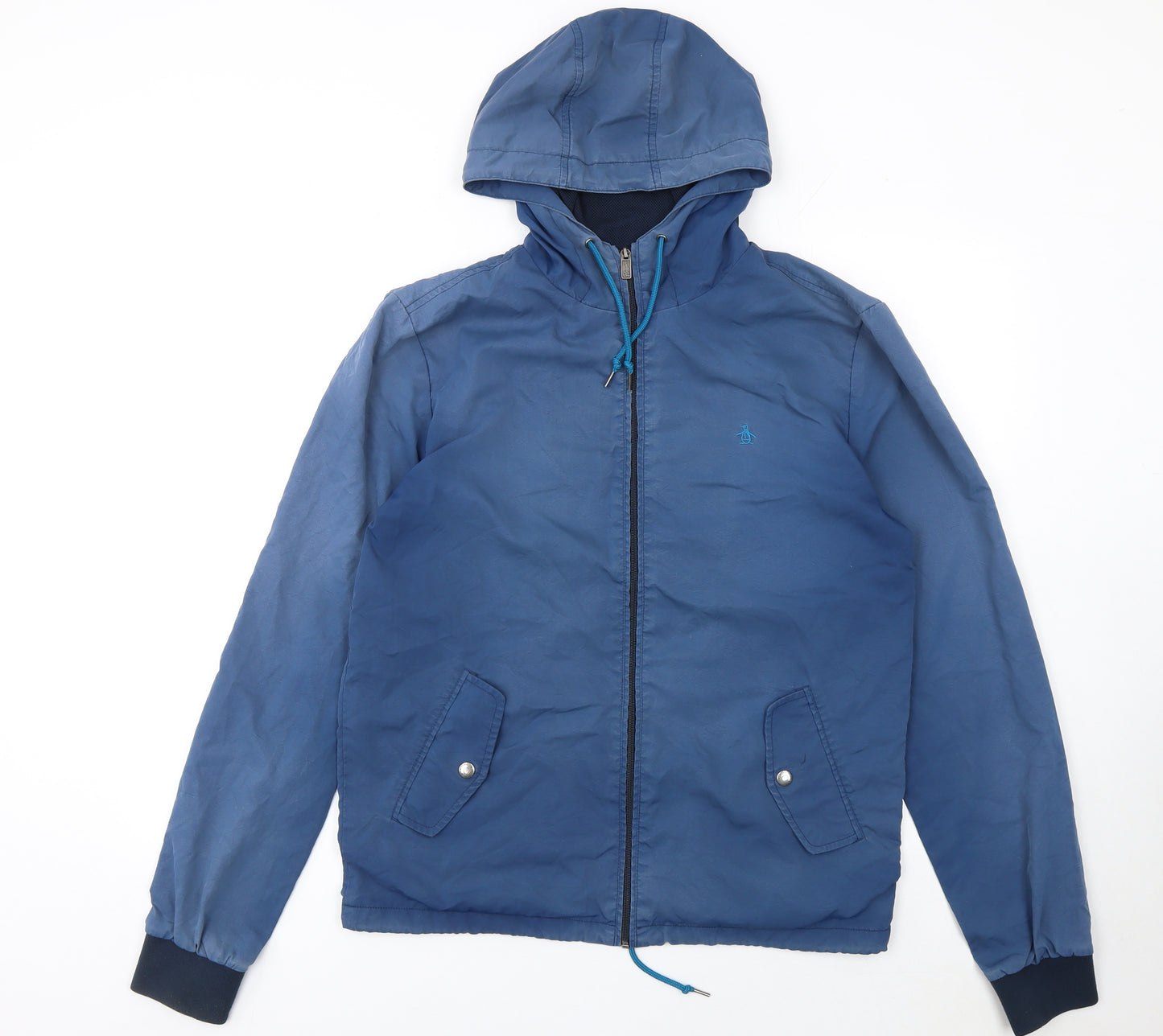 Original Penguin Men's Blue Hooded Windbreaker Jacket Size M