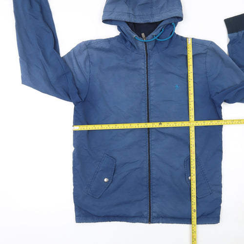 Original Penguin Men's Blue Hooded Windbreaker Jacket Size M
