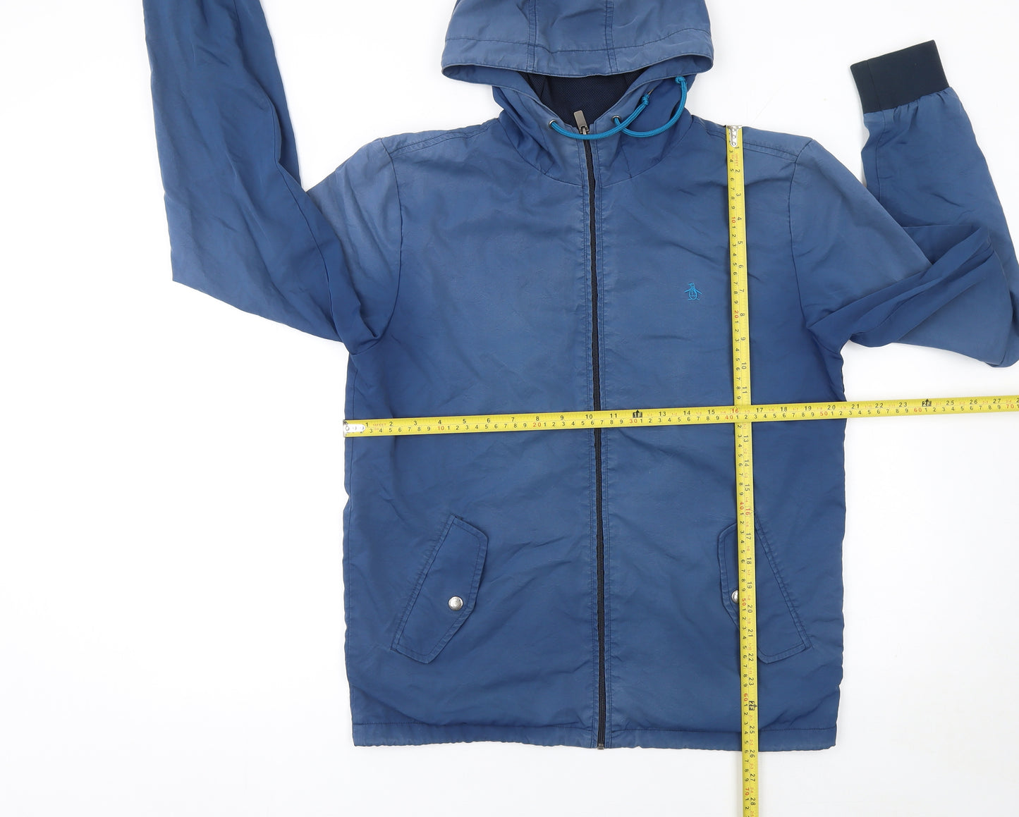 Original Penguin Men's Blue Hooded Windbreaker Jacket Size M