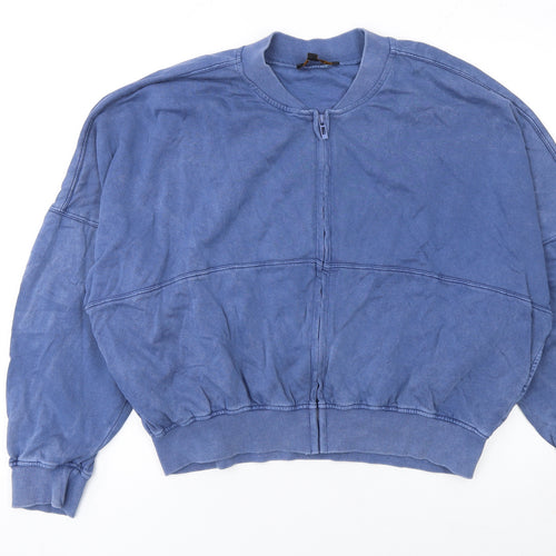 Rising Women's Blue Full Zip Cotton Sweatshirt L/XL Casual Relaxed Fit
