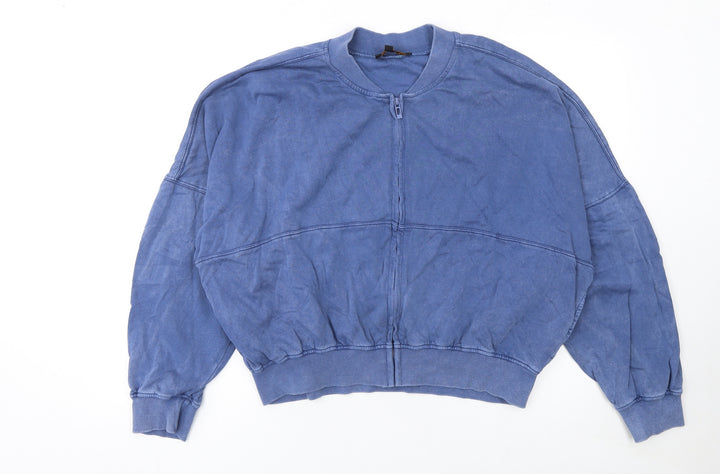 Rising Women's Blue Full Zip Cotton Sweatshirt L/XL Casual Relaxed Fit