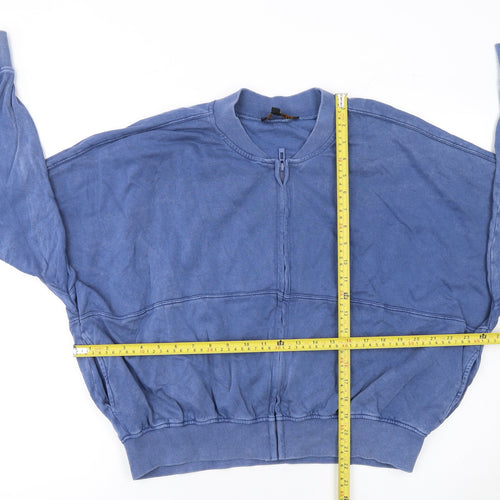 Rising Women's Blue Full Zip Cotton Sweatshirt L/XL Casual Relaxed Fit