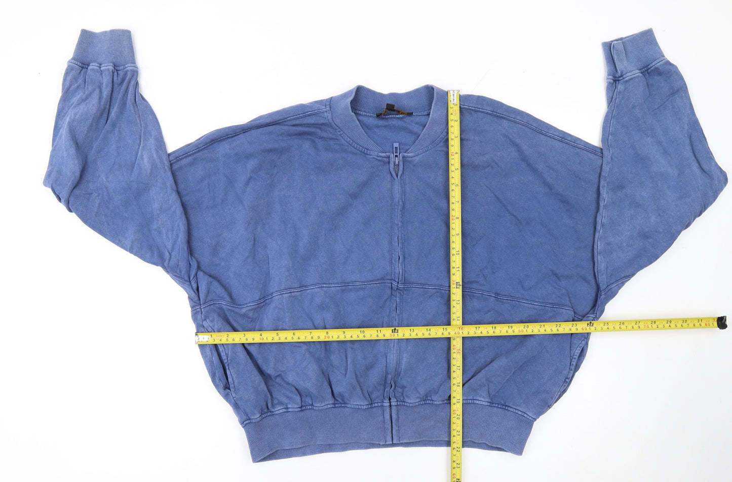 Rising Women's Blue Full Zip Cotton Sweatshirt L/XL Casual Relaxed Fit