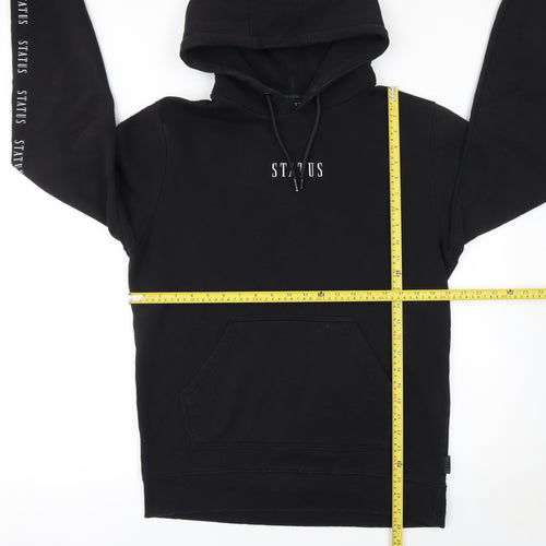 Status Men's Black Pullover Hoodie Size L Graphic Logo Hooded Sweatshirt