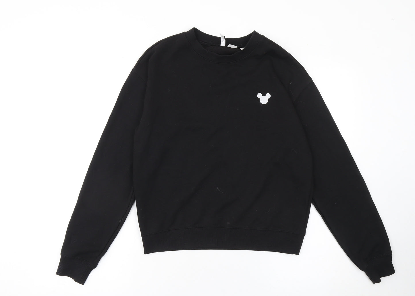 H&M Disney Women Black Cotton Crew Neck Pullover Sweatshirt Size S