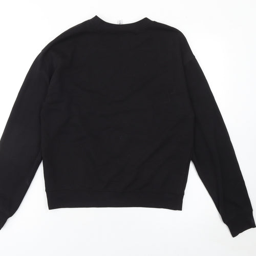 H&M Disney Women Black Cotton Crew Neck Pullover Sweatshirt Size S