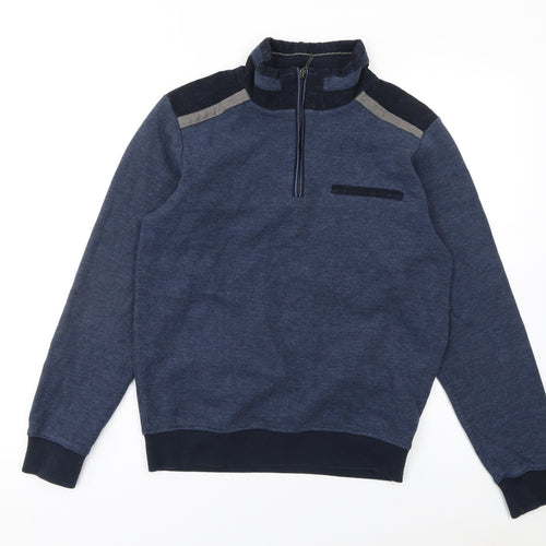 Montechiaro Men's Blue Small 1/4 Zip Pullover Sweatshirt
