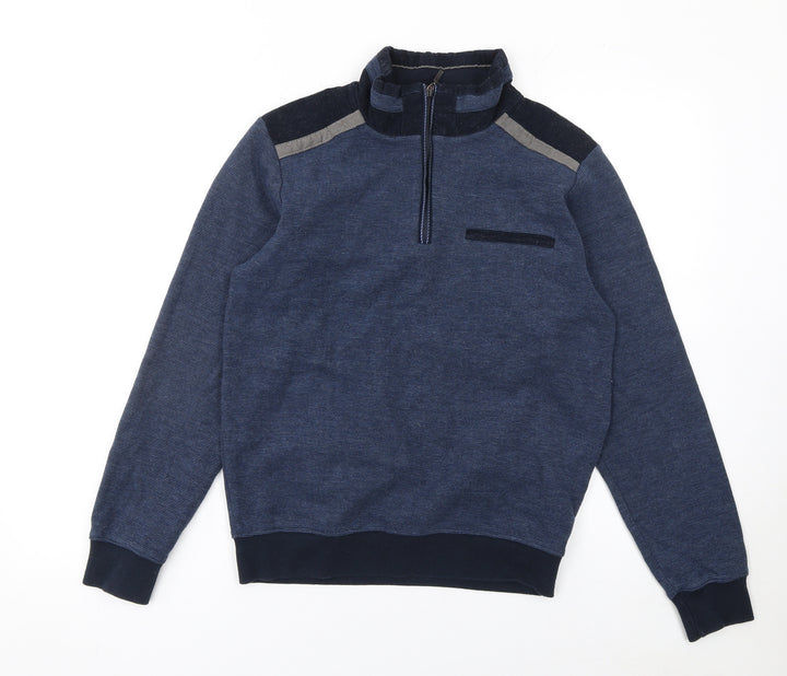 Montechiaro Men's Blue Small 1/4 Zip Pullover Sweatshirt