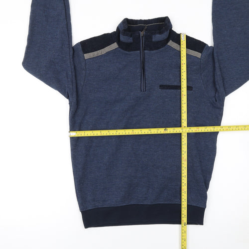 Montechiaro Men's Blue Small 1/4 Zip Pullover Sweatshirt