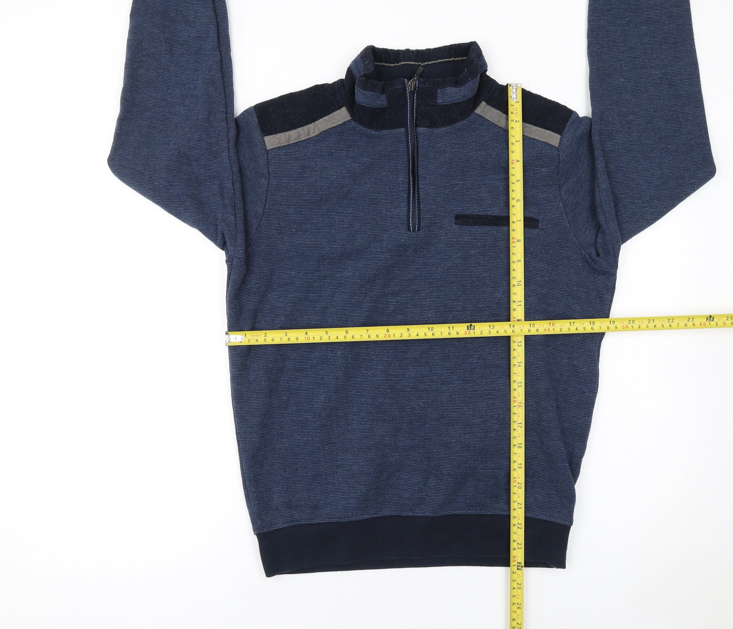 Montechiaro Men's Blue Small 1/4 Zip Pullover Sweatshirt