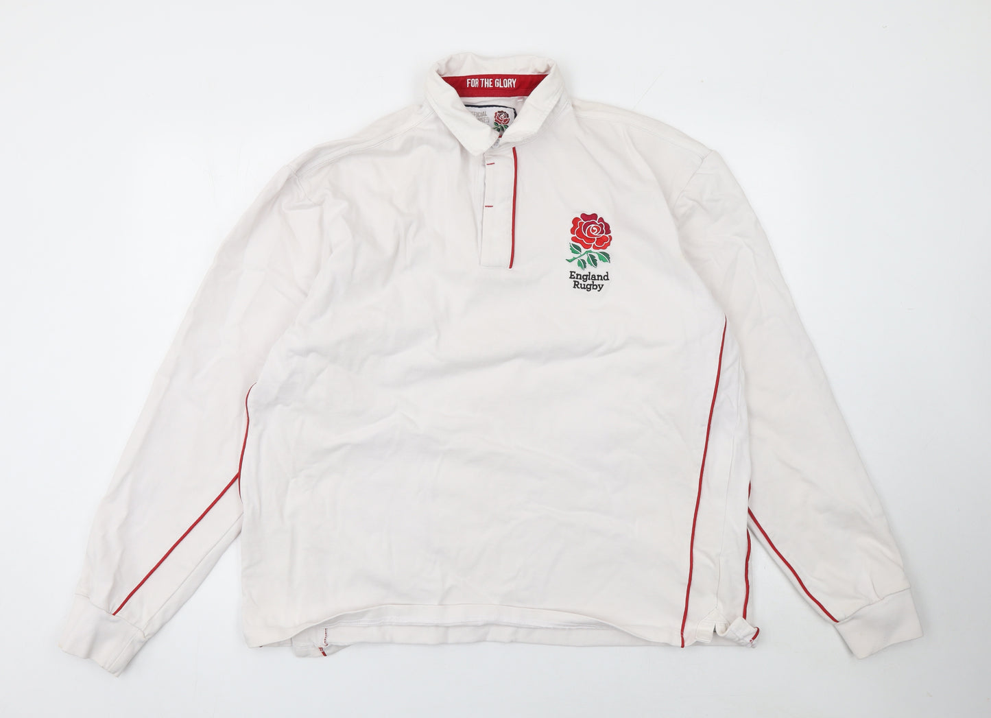 England Rugby Mens 3XL White Long Sleeve Polo Shirt Cotton Top