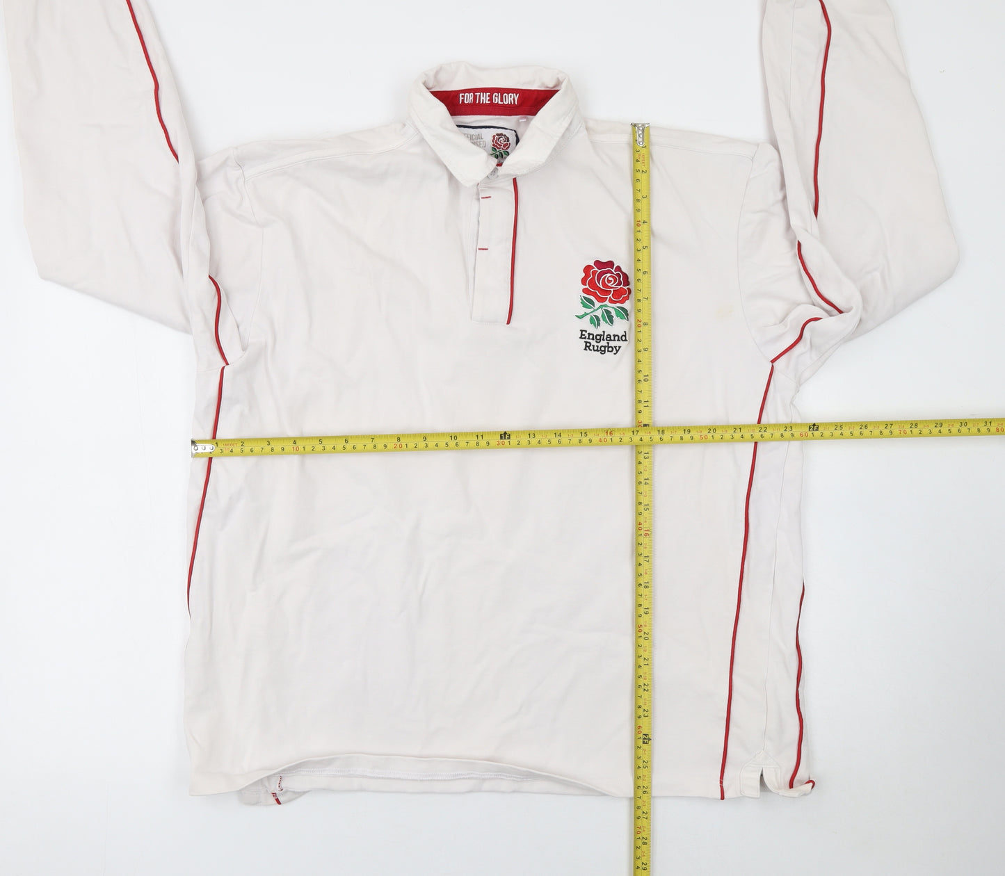 England Rugby Mens 3XL White Long Sleeve Polo Shirt Cotton Top