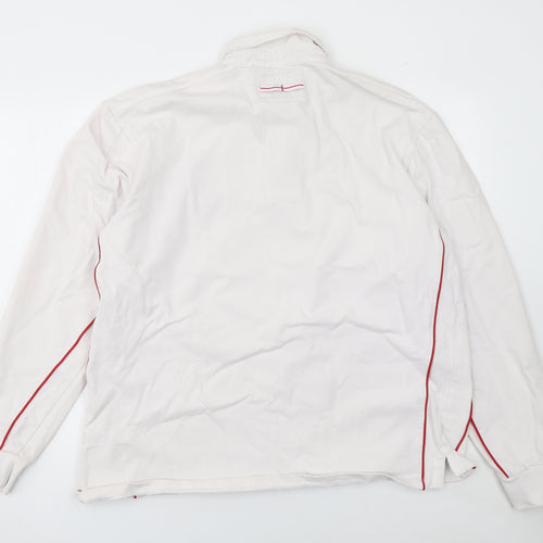 England Rugby Mens 3XL White Long Sleeve Polo Shirt Cotton Top