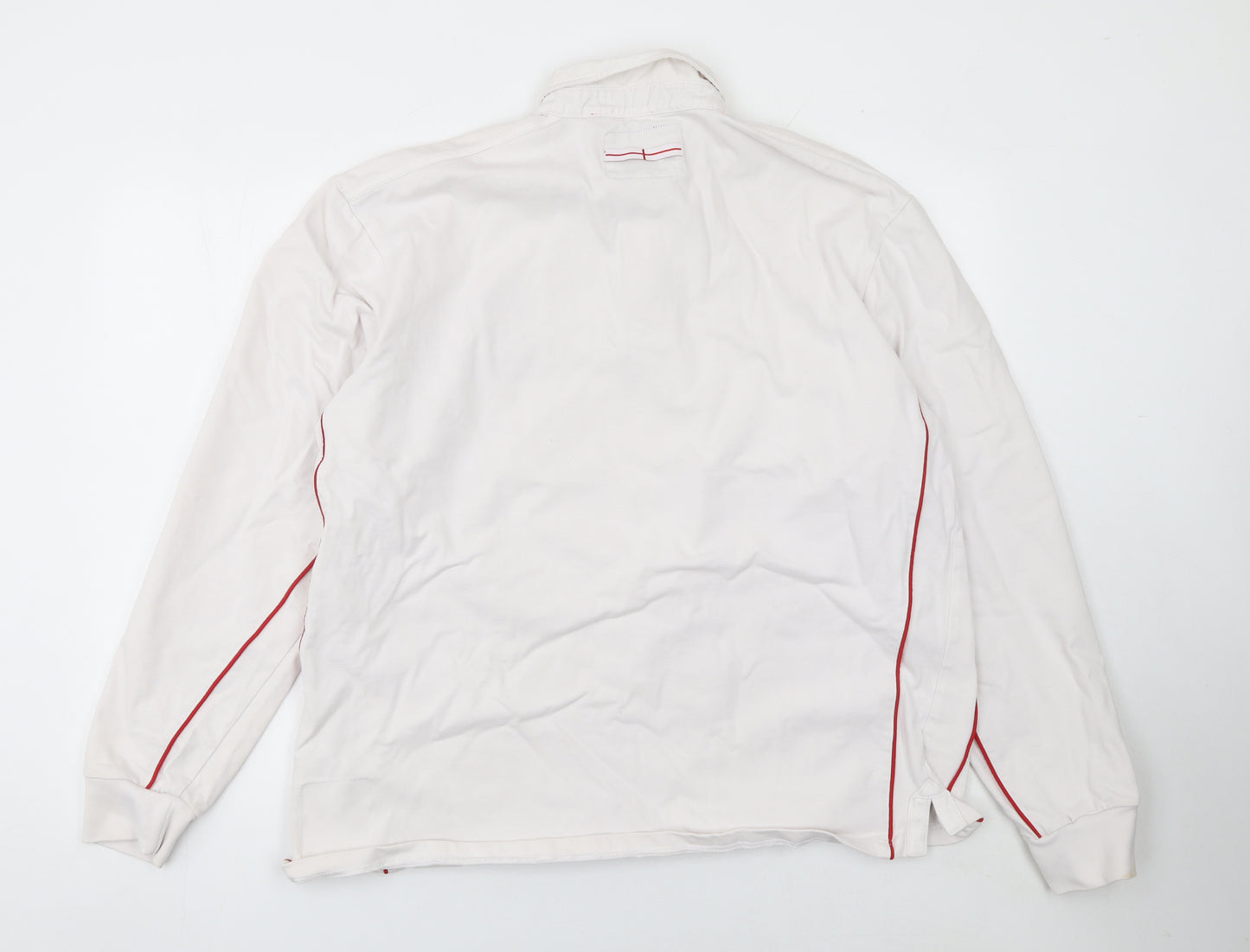 England Rugby Mens 3XL White Long Sleeve Polo Shirt Cotton Top