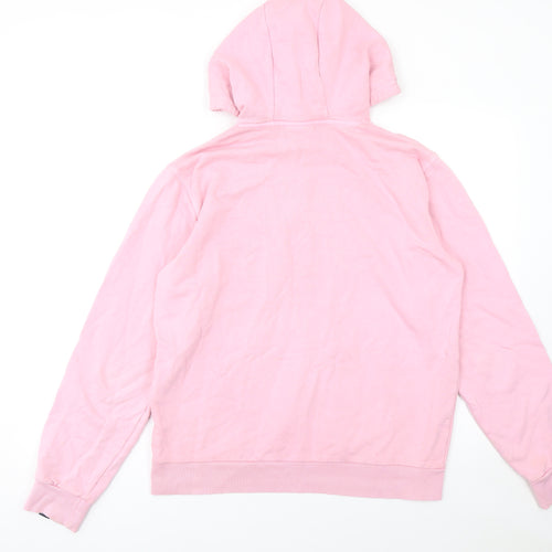 Ellesse Womens Pink Pullover Hoodie UK 12 Cotton Casual Logo Sweatshirt