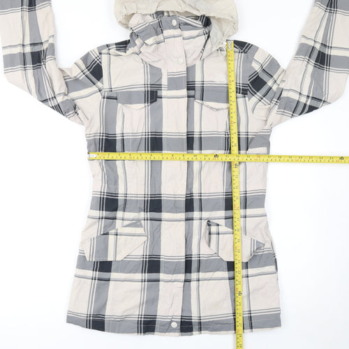 The North Face Womens Grey Check Hooded Waterproof Jacket Size S