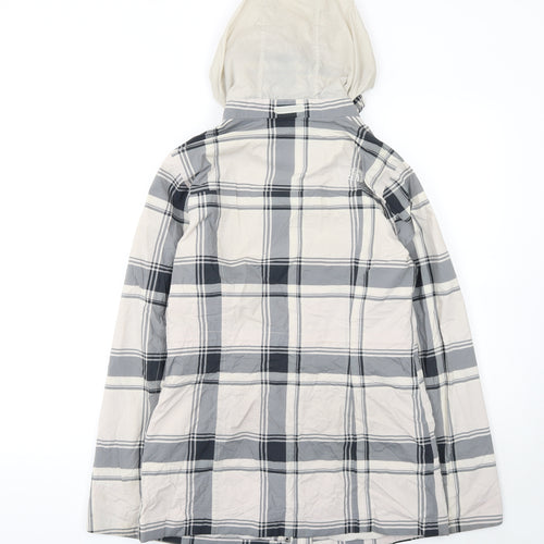 The North Face Womens Grey Check Hooded Waterproof Jacket Size S