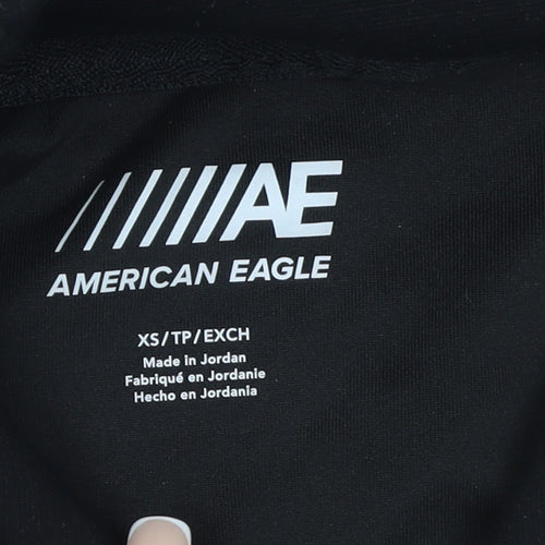 American Eagle Mens Black XS Pullover Hoodie with Logo Graphic