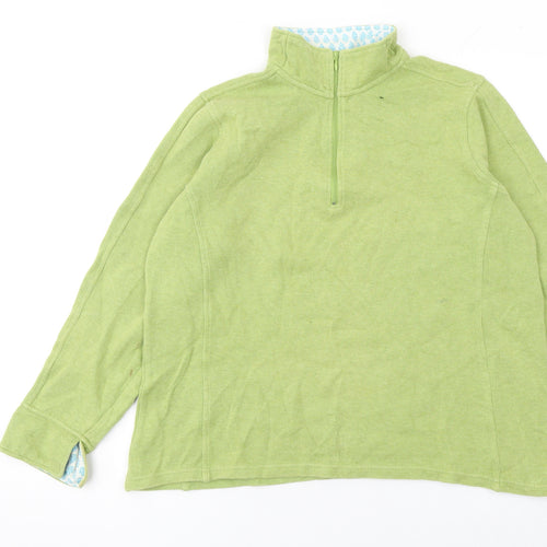 Orvis Women's Green Cotton 1/2 Zip Mock Neck Jumper Size L