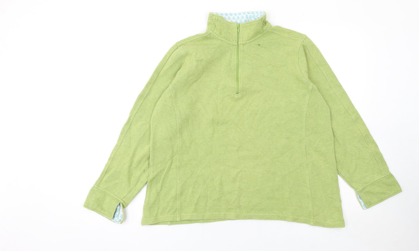 Orvis Women's Green Cotton 1/2 Zip Mock Neck Jumper Size L