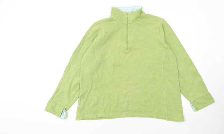 Orvis Women's Green Cotton 1/2 Zip Mock Neck Jumper Size L
