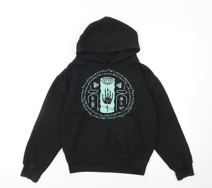 Club Classic Boys Black Pullover Hoodie 5-6 Years Graphic Fleece Sweatshirt