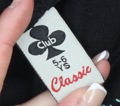Club Classic Boys Black Pullover Hoodie 5-6 Years Graphic Fleece Sweatshirt