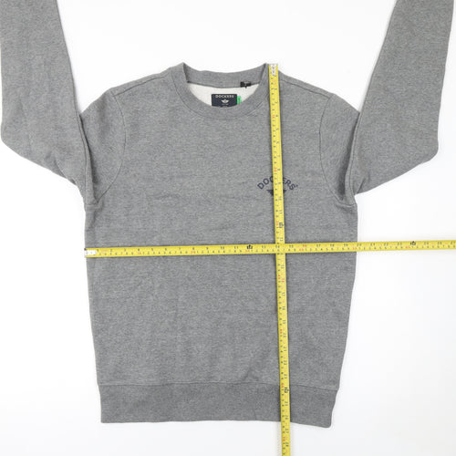 Dockers Men Grey Regular Fit Crew Neck Fleece Sweatshirt Size S