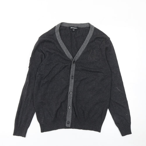 Rebel Boys Dark Grey Cotton Cardigan 152cm Button-Up V-Neck Jumper