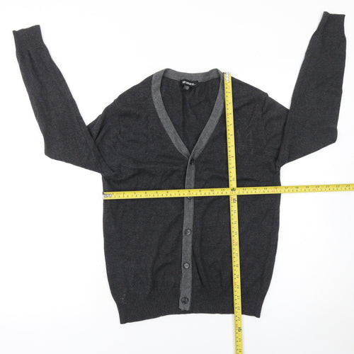 Rebel Boys Dark Grey Cotton Cardigan 152cm Button-Up V-Neck Jumper