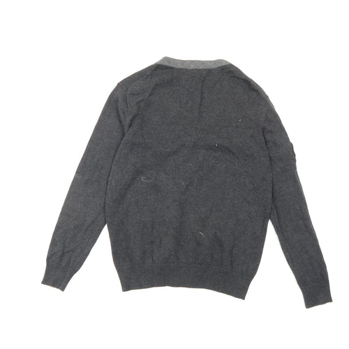Rebel Boys Dark Grey Cotton Cardigan 152cm Button-Up V-Neck Jumper