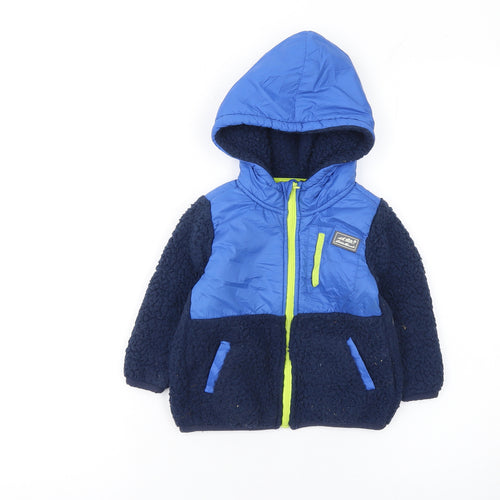 Eddie Bauer Boys Blue Hooded Fleece Puffer Jacket 2 Years Warm Lined Zip Up