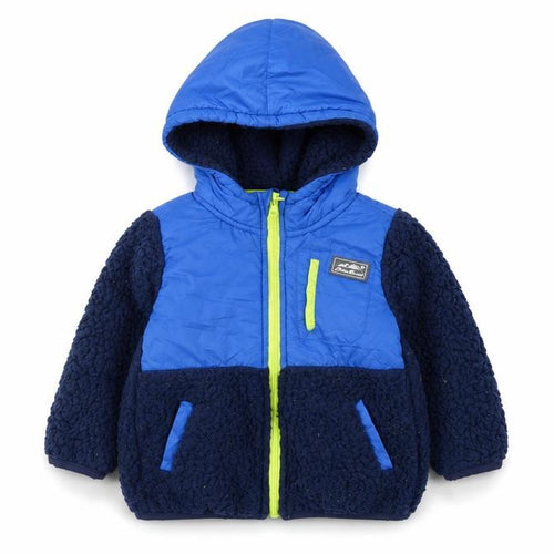 Eddie Bauer Boys Blue Hooded Fleece Puffer Jacket 2 Years Warm Lined Zip Up