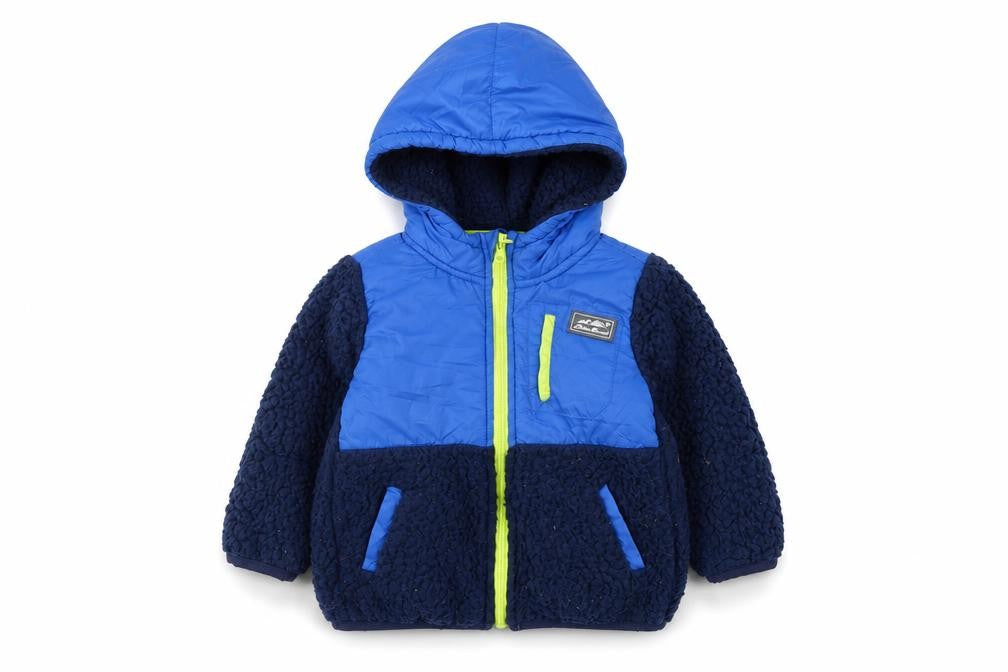 Eddie Bauer Boys Blue Hooded Fleece Puffer Jacket 2 Years Warm Lined Zip Up