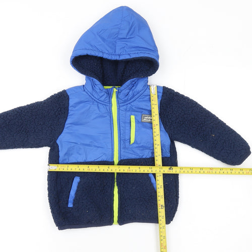 Eddie Bauer Boys Blue Hooded Fleece Puffer Jacket 2 Years Warm Lined Zip Up