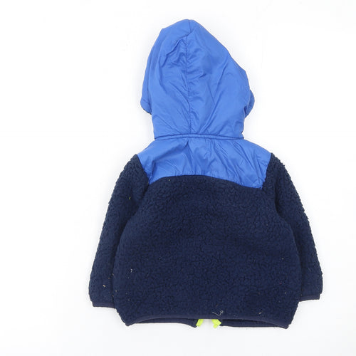 Eddie Bauer Boys Blue Hooded Fleece Puffer Jacket 2 Years Warm Lined Zip Up