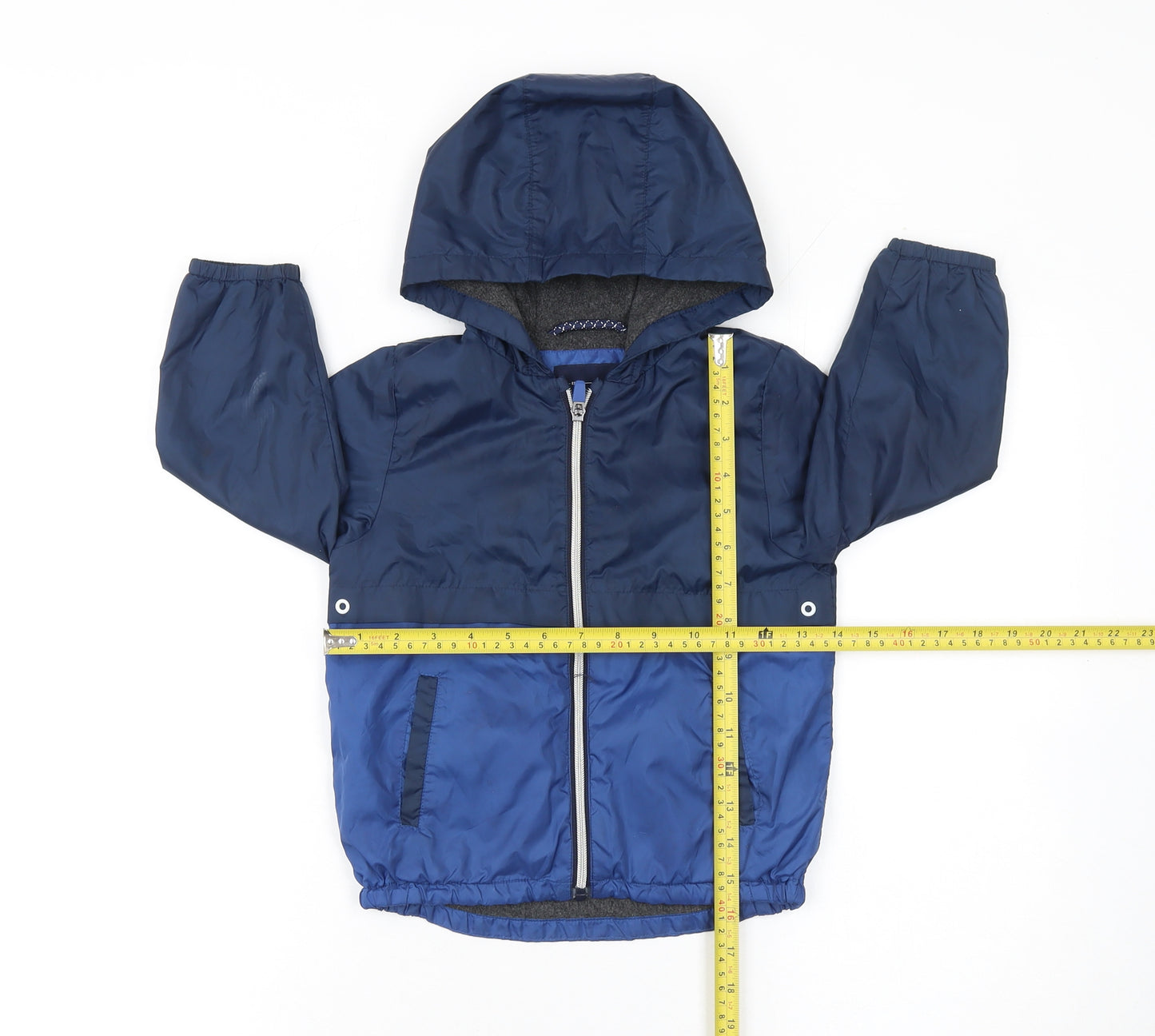Next Boys Blue Hooded Windbreaker Jacket 2-3 Years Polyester Lined