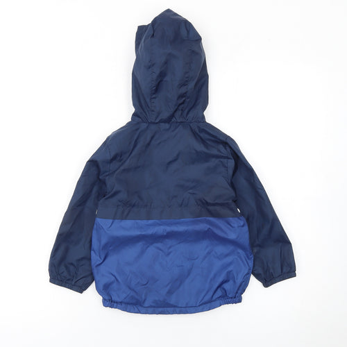 Next Boys Blue Hooded Windbreaker Jacket 2-3 Years Polyester Lined