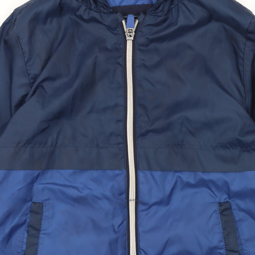 Next Boys Blue Hooded Windbreaker Jacket 2-3 Years Polyester Lined