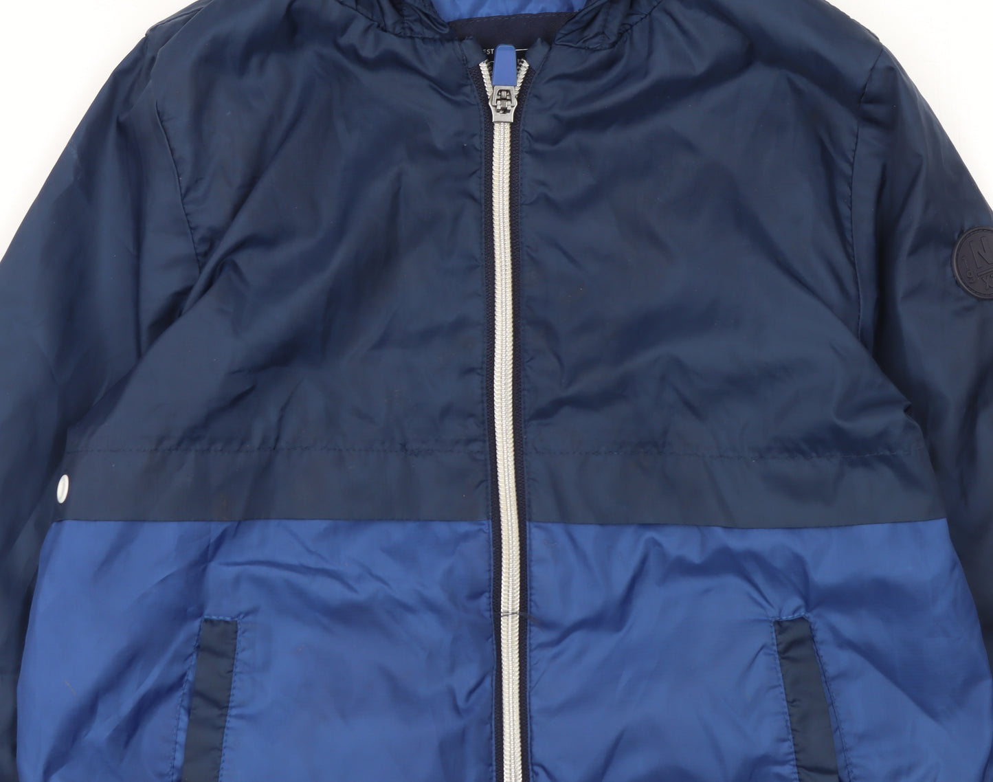 Next Boys Blue Hooded Windbreaker Jacket 2-3 Years Polyester Lined