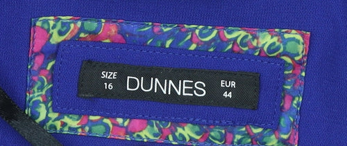 Dunnes Women Blue Blazer Jacket Size 16 Single Breasted Lined