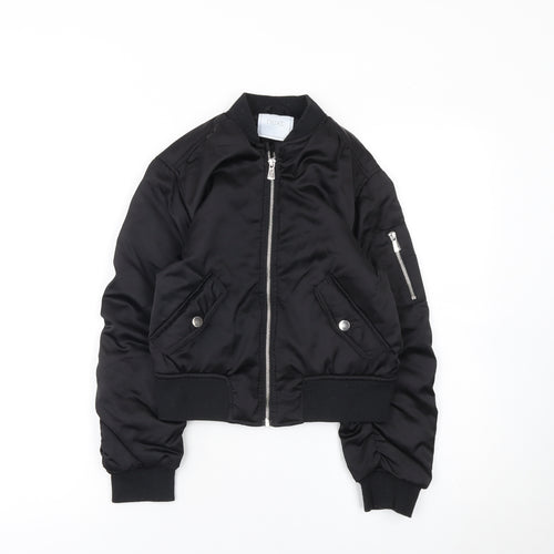 Next Girls Black Bomber Jacket Age 10 Years Polyester Lined Zip Pockets