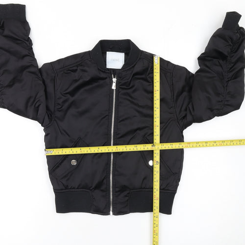 Next Girls Black Bomber Jacket Age 10 Years Polyester Lined Zip Pockets