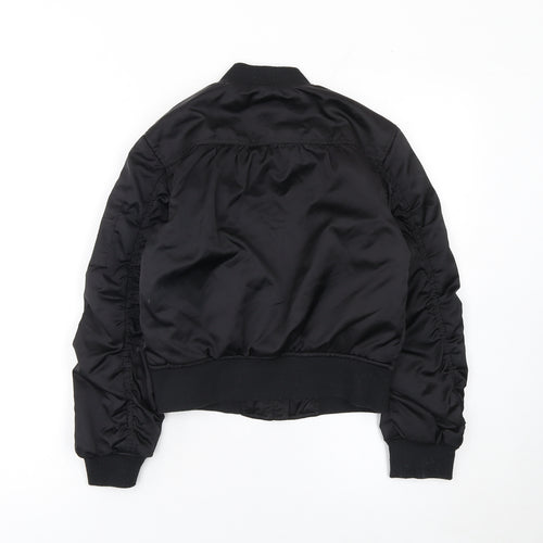 Next Girls Black Bomber Jacket Age 10 Years Polyester Lined Zip Pockets