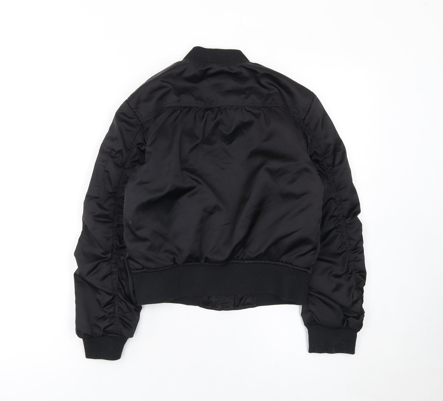 Next Girls Black Bomber Jacket Age 10 Years Polyester Lined Zip Pockets