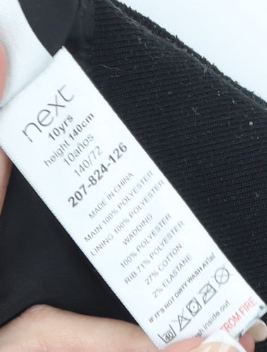 Next Girls Black Bomber Jacket Age 10 Years Polyester Lined Zip Pockets