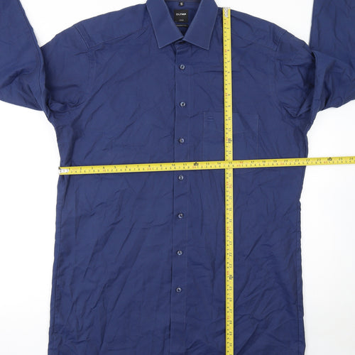 OLYMP Luxor Men’s Blue Modern Fit 16”/41cm Long Sleeve Cotton Formal Shirt