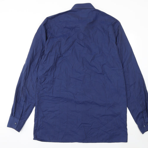 OLYMP Luxor Men’s Blue Modern Fit 16”/41cm Long Sleeve Cotton Formal Shirt