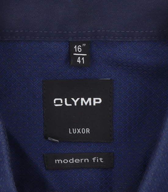 OLYMP Luxor Men’s Blue Modern Fit 16”/41cm Long Sleeve Cotton Formal Shirt