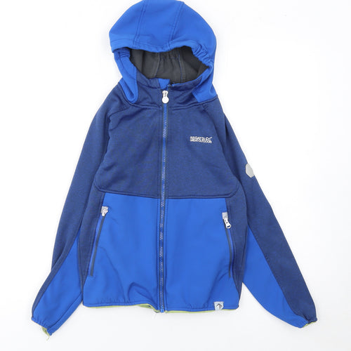 Regatta Boys Blue Softshell Hooded Full Zip Outdoor Jacket 9-10 Years